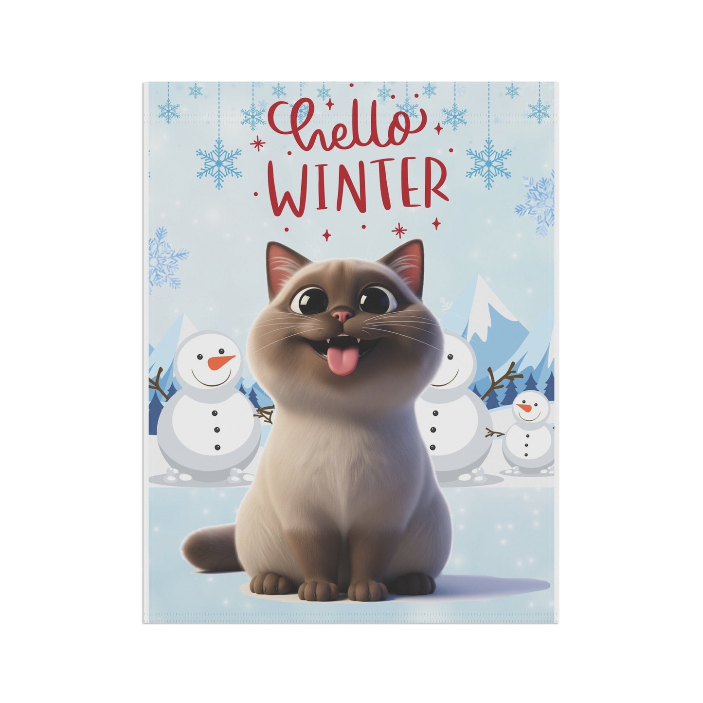 Siamese Cat Hello Winter Garden Banner