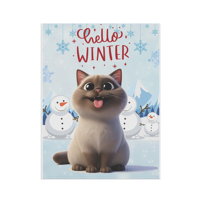 Siamese Cat Hello Winter Garden Banner