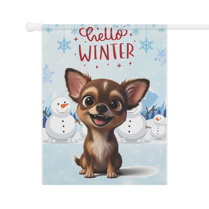 Chihuahua Hello Winter Garden Banner