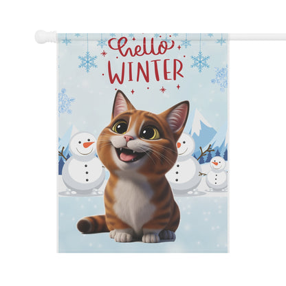Munchkin Cat Hello Winter Garden Banner