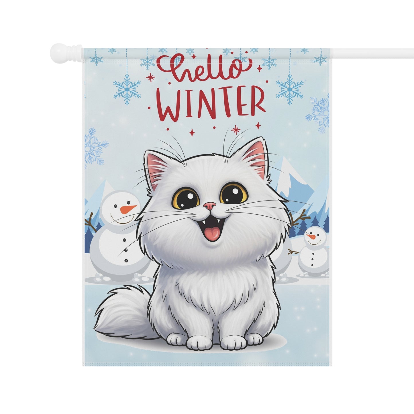 Persian Cat Hello Winter Garden Banner