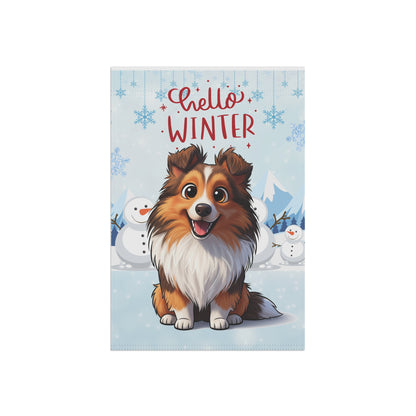 Sheltie Hello Winter Garden Banner