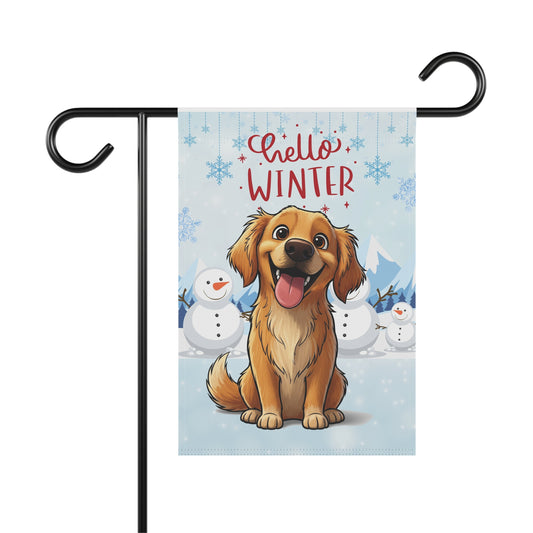 Golden Retriever Hello Winter Garden Banner