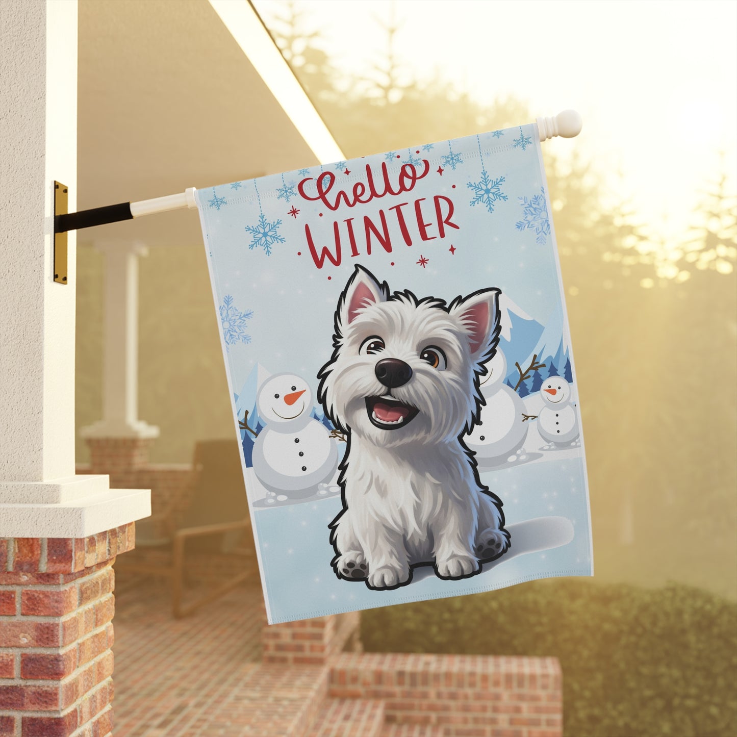 Westie Hello Winter Garden Banner