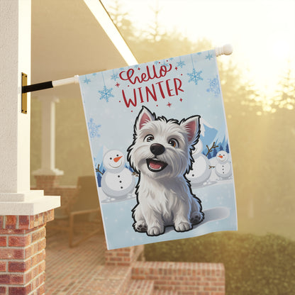 Westie Hello Winter Garden Banner