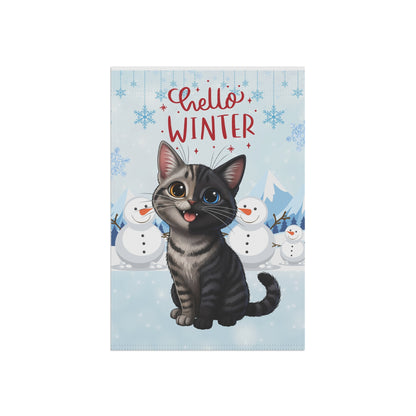 Short hair chimera cat Hello Winter Garden Banner