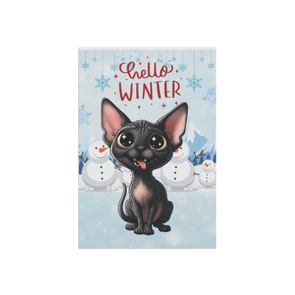 Sphynx Cat Hello Winter Garden Banner