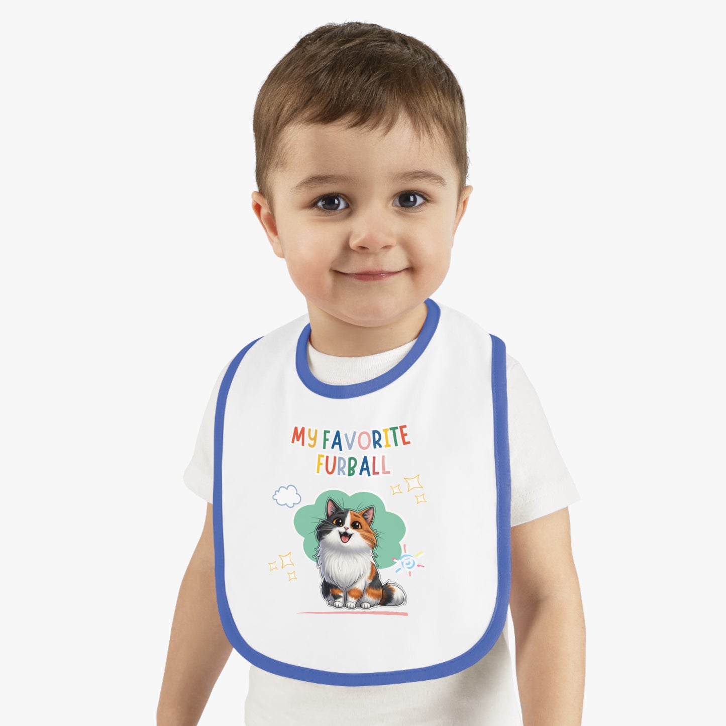Long hair Calico Cat Favorite Furball Baby Bib
