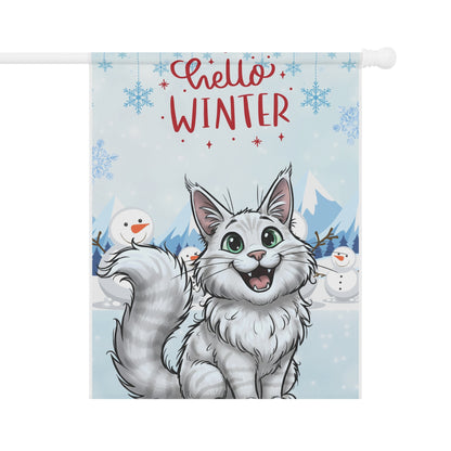 Maine Coon Hello Winter Garden Banner