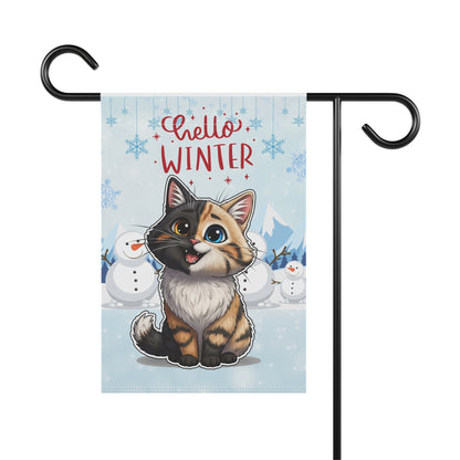 Long hair chimera cat Hello Winter Garden Banner