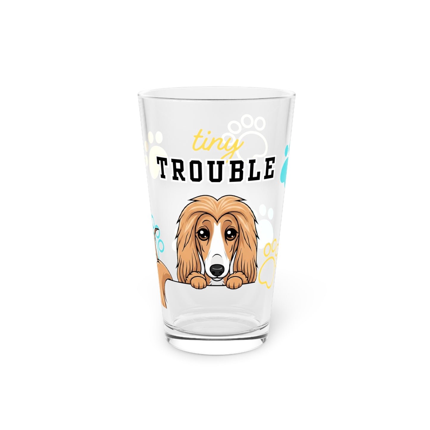 Afghan Hound Tiny Trouble Pint Glass