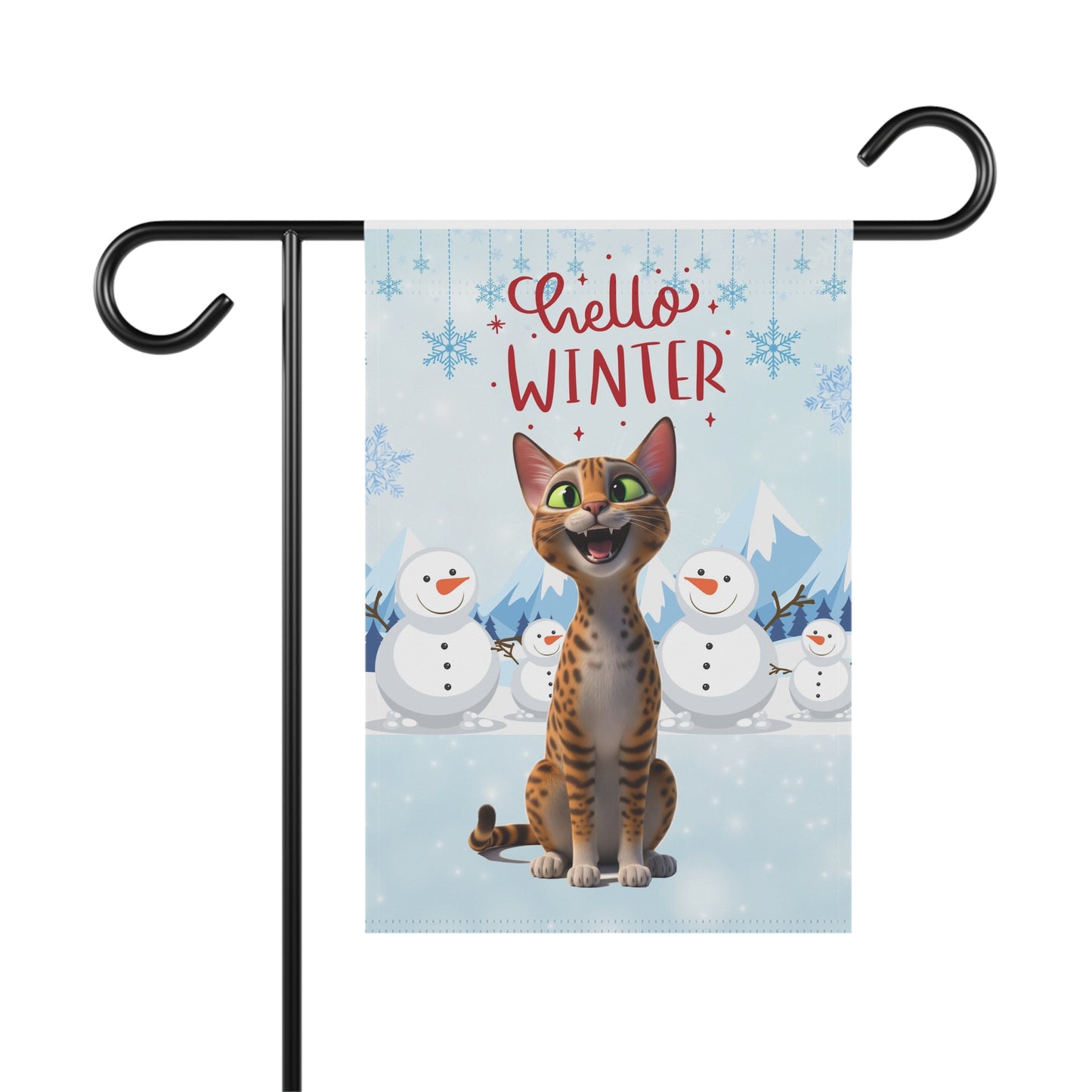 Egyptian Mau Hello Winter Garden Banner