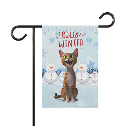 Egyptian Mau Hello Winter Garden Banner