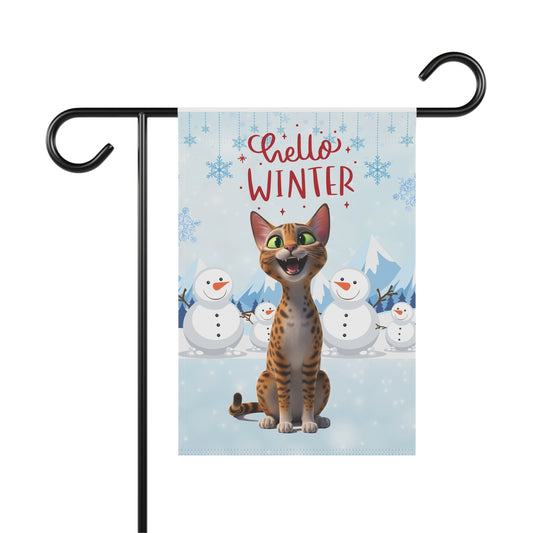 Egyptian Mau Hello Winter Garden Banner