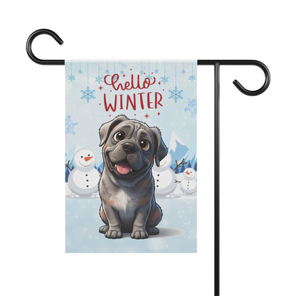 Mastiff Hello Winter Garden Banner