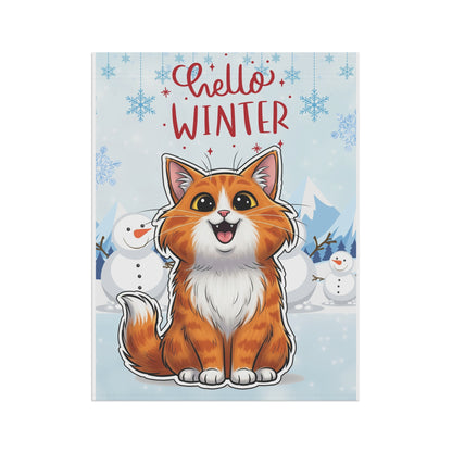 Long hair bi-color orange cat Hello Winter Garden Banner