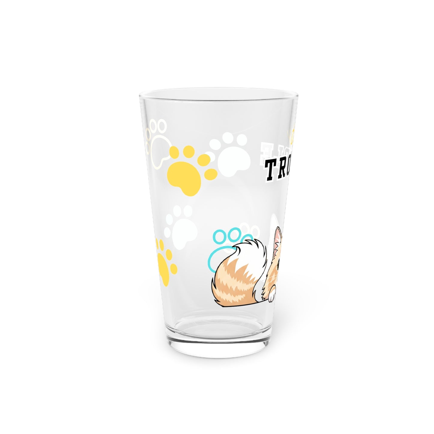 Long hair cream cat Tiny Trouble Pint Glass