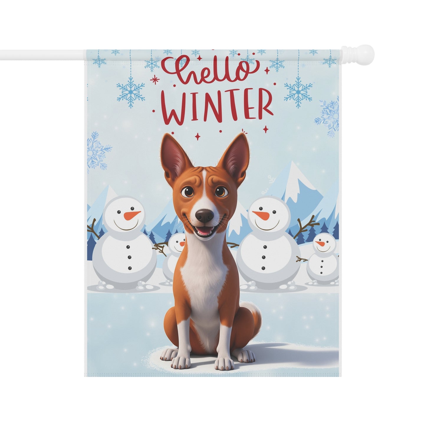 Basenji Hello Winter Garden Banner