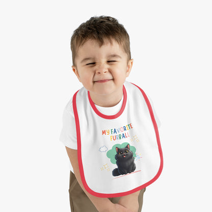 Long hair Black Cat Favorite Furball Baby Bib