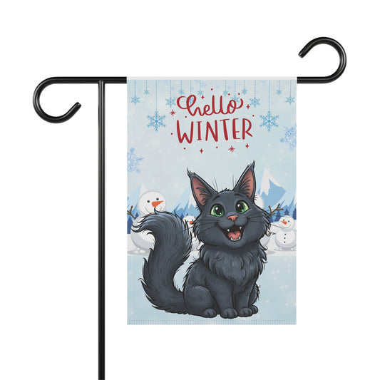 Maine Coon Hello Winter Garden Banner
