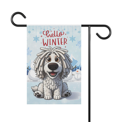 Komondor Hello Winter Garden Banner