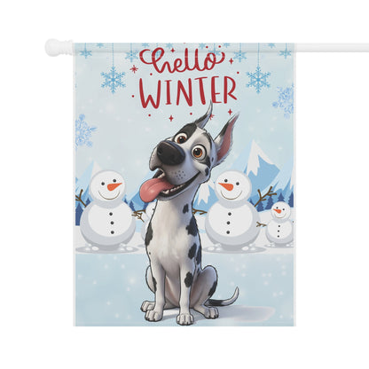 Great Dane Hello Winter Garden Banner