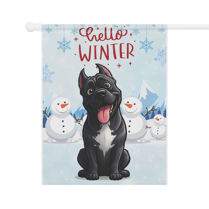 Cane Corso Hello Winter Garden Banner