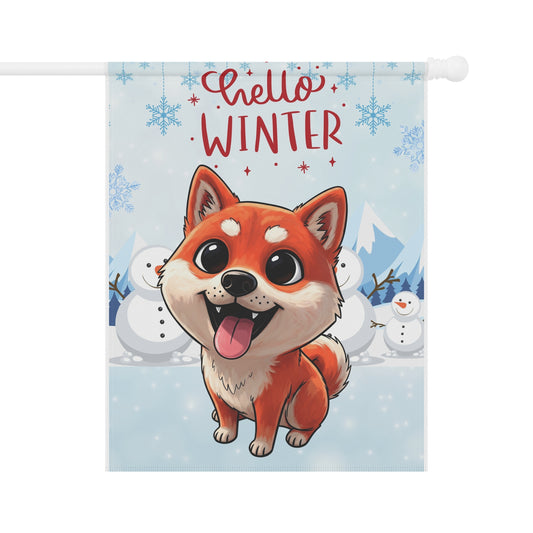 Shiba Hello Winter Garden Banner