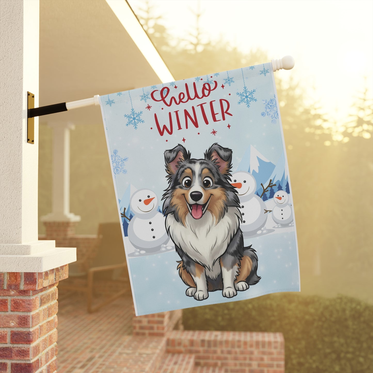 Sheltie Hello Winter Garden Banner
