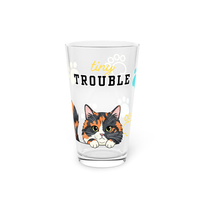 Long hair tortoiseshell cat Tiny Trouble Pint Glass