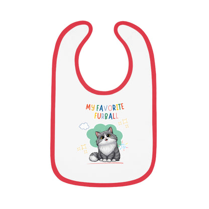 Long hair Bi-color Gray Cat Favorite Furball Baby Bib