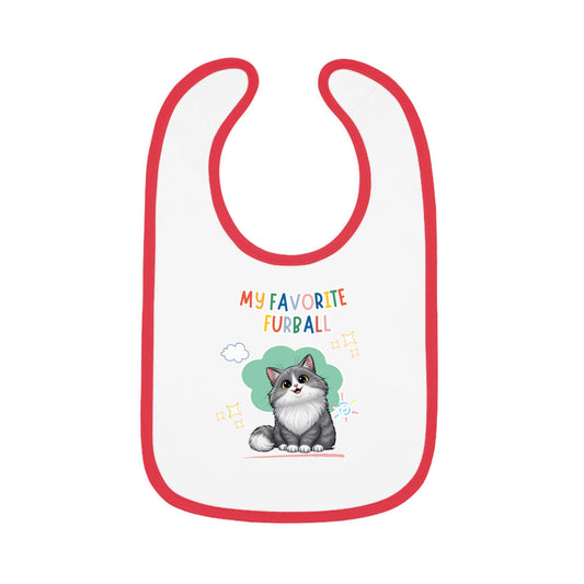 Long hair Bi-color Gray Cat Favorite Furball Baby Bib