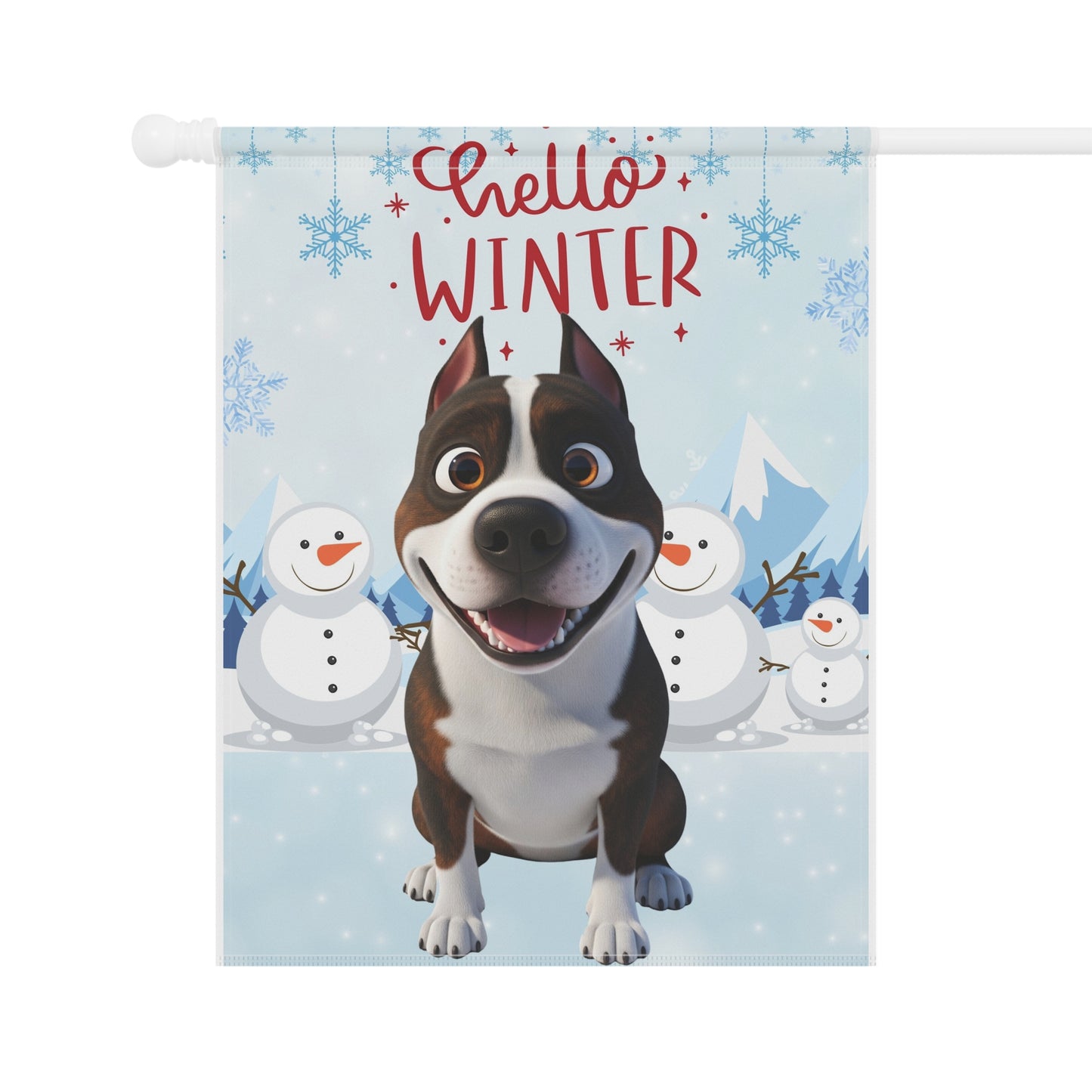 Staffy Hello Winter Garden Banner