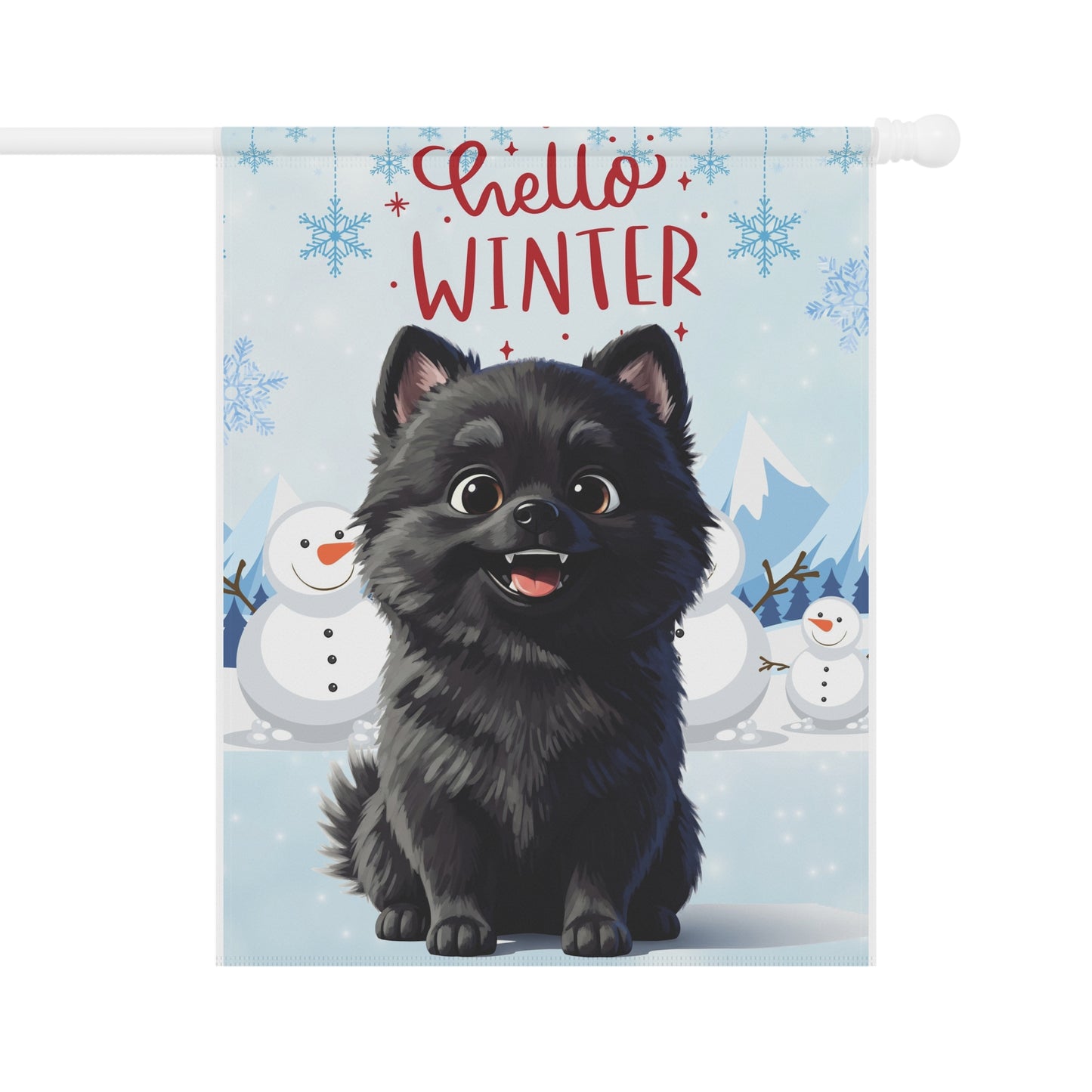 Pomeranian Hello Winter Garden Banner