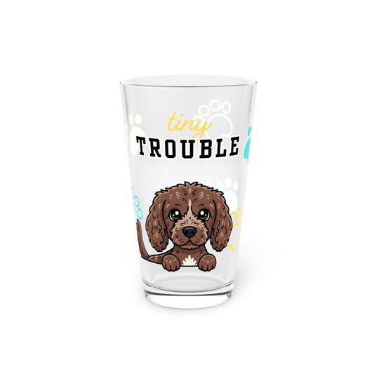 Spaniel Tiny Trouble Pint Glass