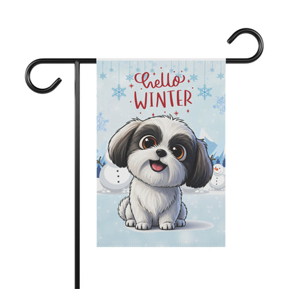 Shih Tzu Hello Winter Garden Banner