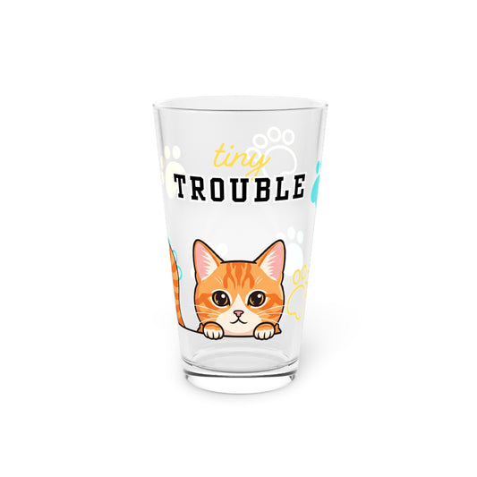 Short hair orange tabby cat Tiny Trouble Pint Glass