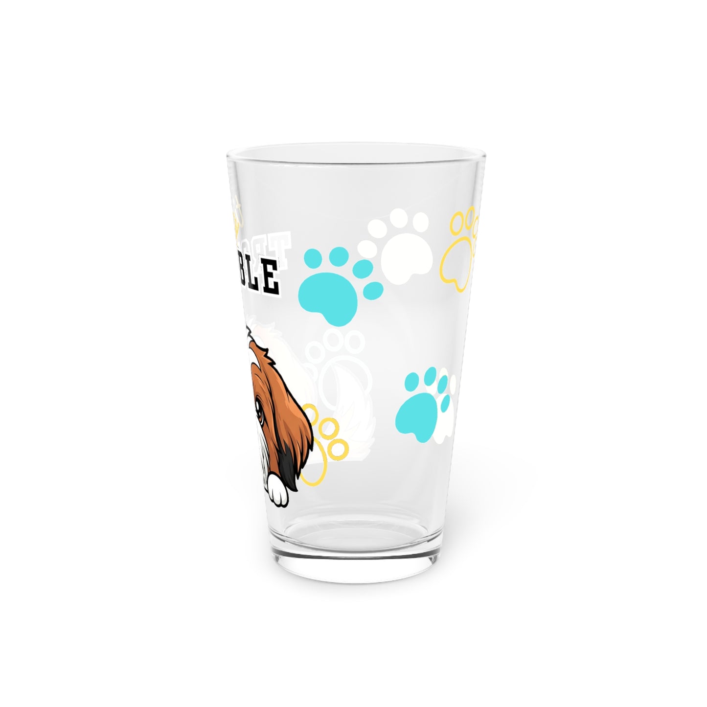 Tibetan Terrier Tiny Trouble Pint Glass