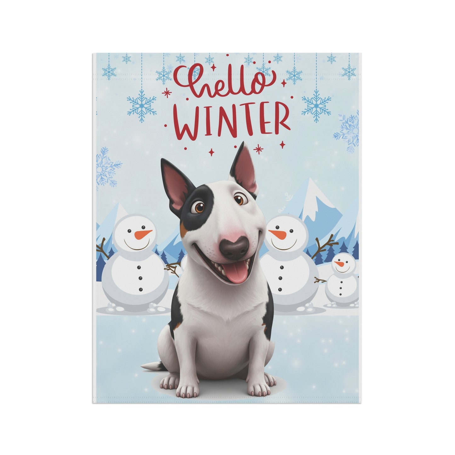 Bull Terrier Hello Winter Garden Banner