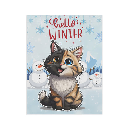 Long hair chimera cat Hello Winter Garden Banner