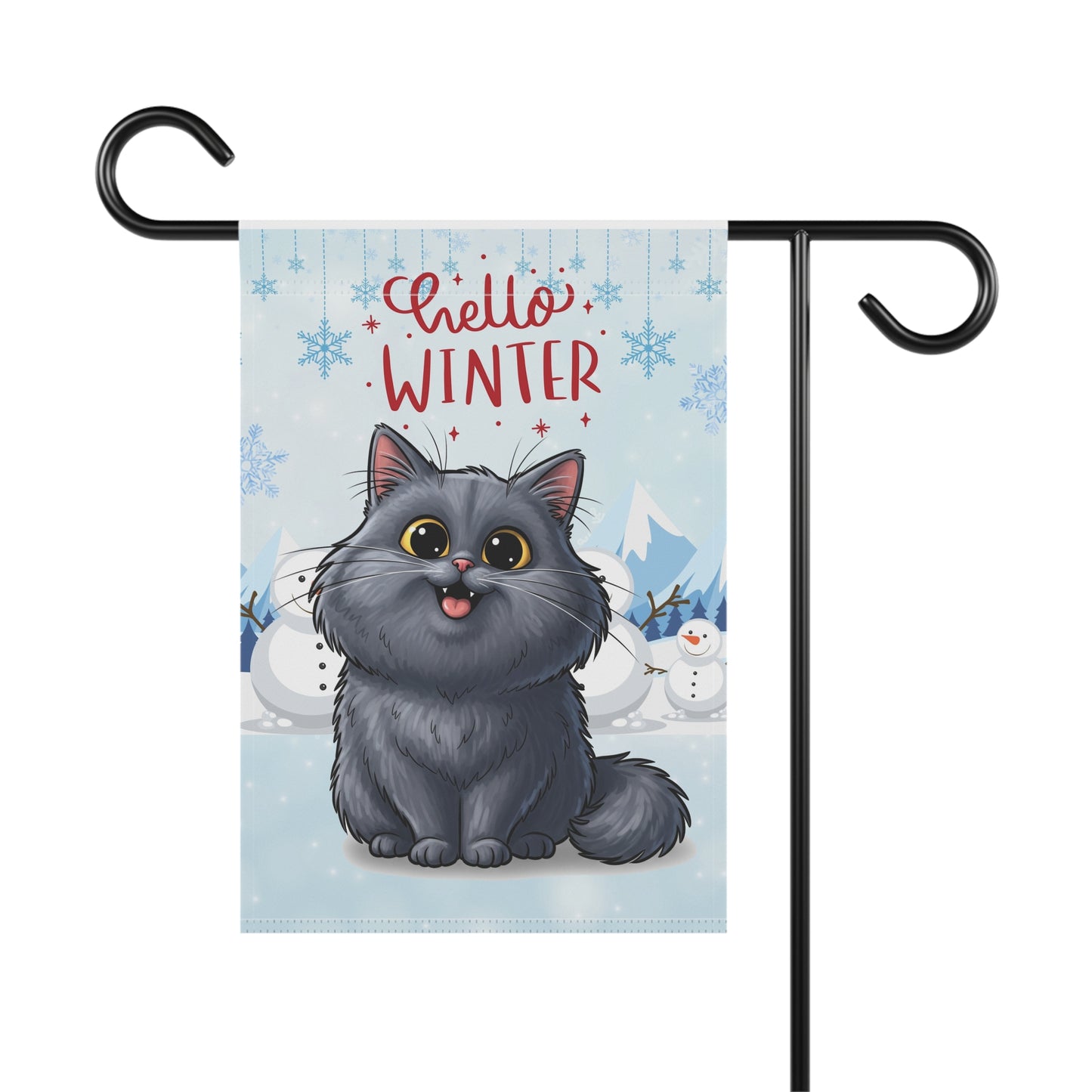 Persian Cat Hello Winter Garden Banner