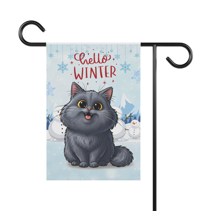 Persian Cat Hello Winter Garden Banner