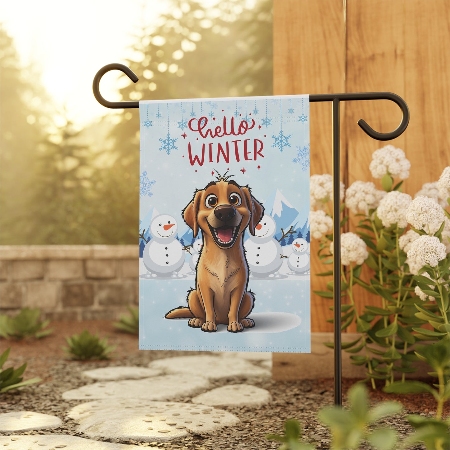 Labrador Hello Winter Garden Banner