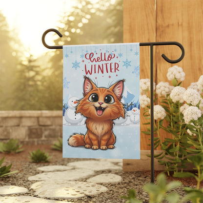 Norwegian Forest Hello Winter Garden Banner