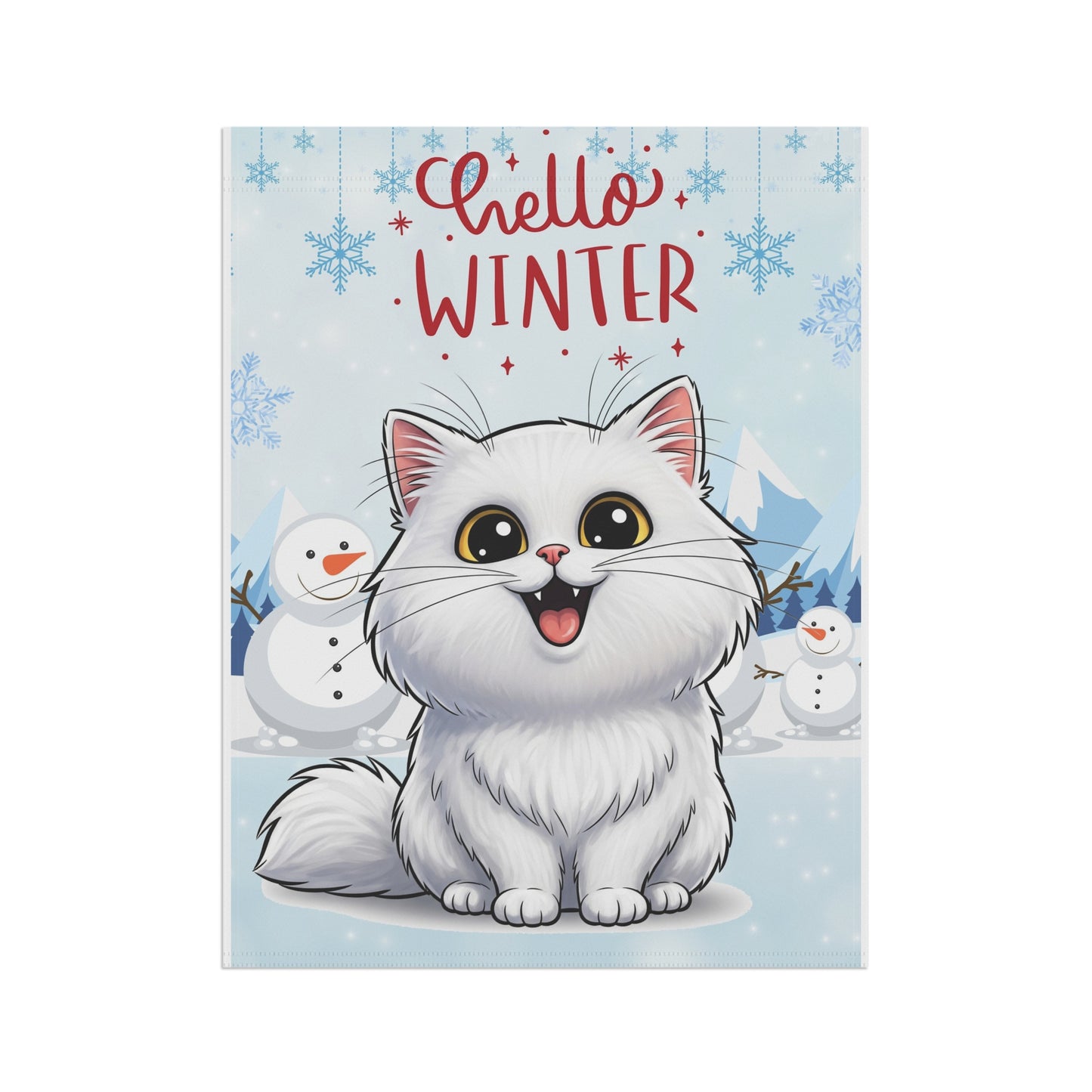 Persian Cat Hello Winter Garden Banner