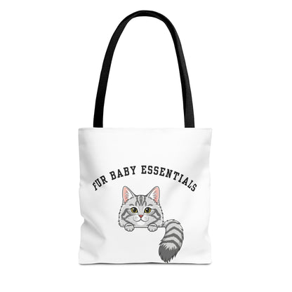 Long hair silver tabby cat FurBaby Tote Bag