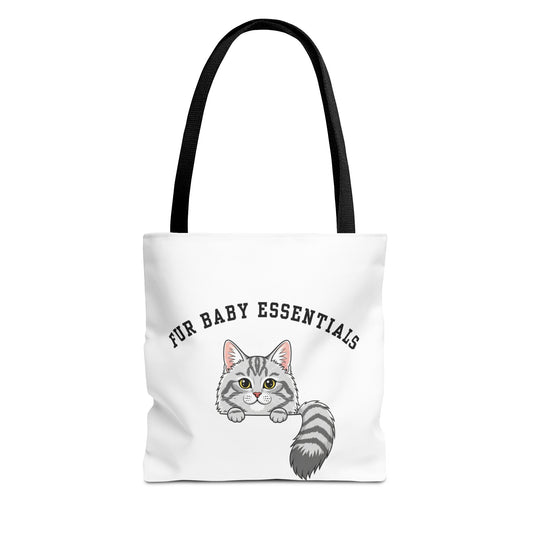 Long hair silver tabby cat FurBaby Tote Bag