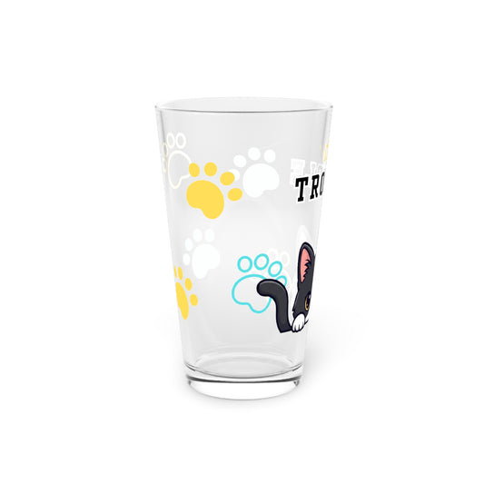 Short hair tuxedo cat Tiny Trouble Pint Glass