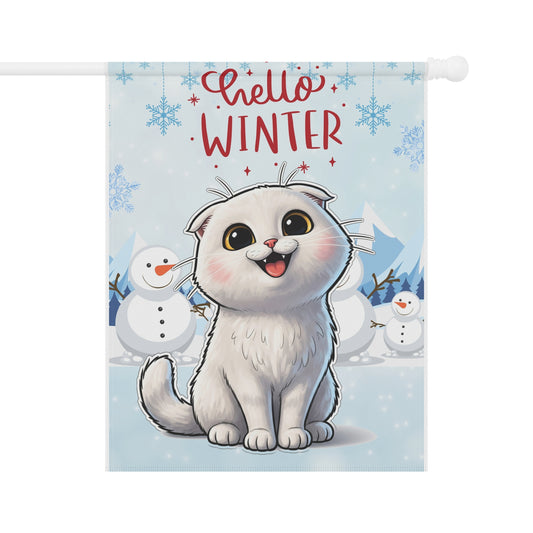 Scottish Fold Hello Winter Garden Banner