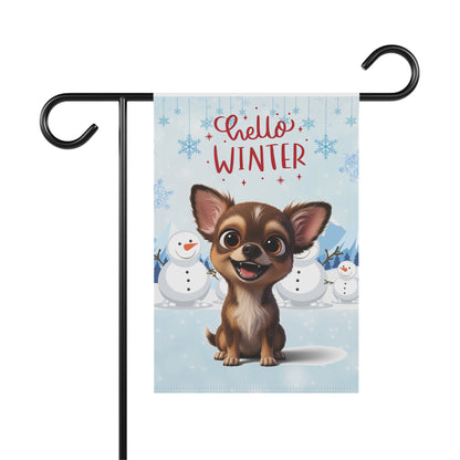 Chihuahua Hello Winter Garden Banner